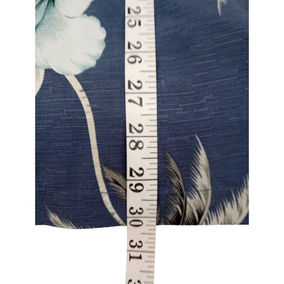 TOMMY BAHAMA Men's Blue Floral 100% Silk Hawaiian Shirt Medium All Over Print - Picture 12 of 12